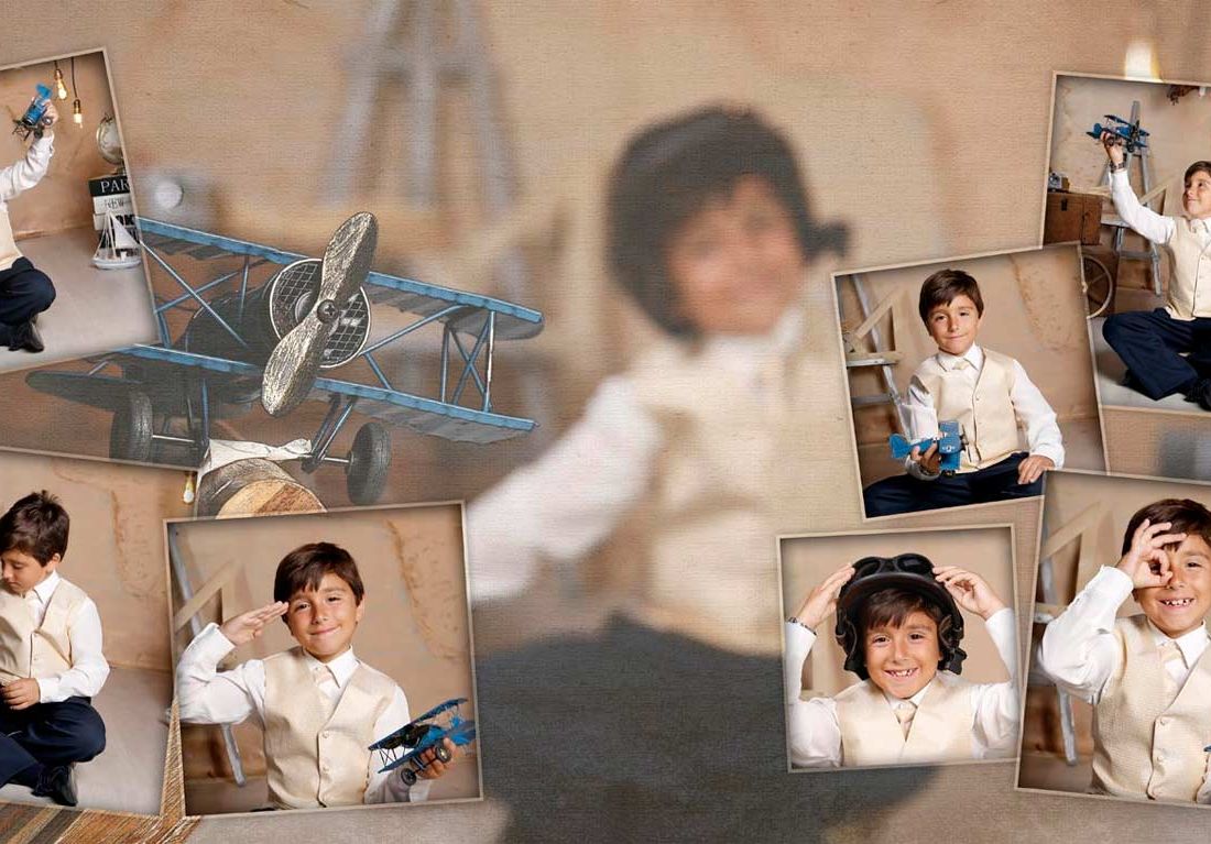 Osiria fotografía niño con avión de juguete